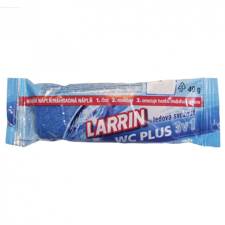 Larrin WC Plus modrý NN 40g | Čistící, dezinf.prostř., dezodoranty - Přípravky na WC - Závěsy na WC a pissoárové kostky